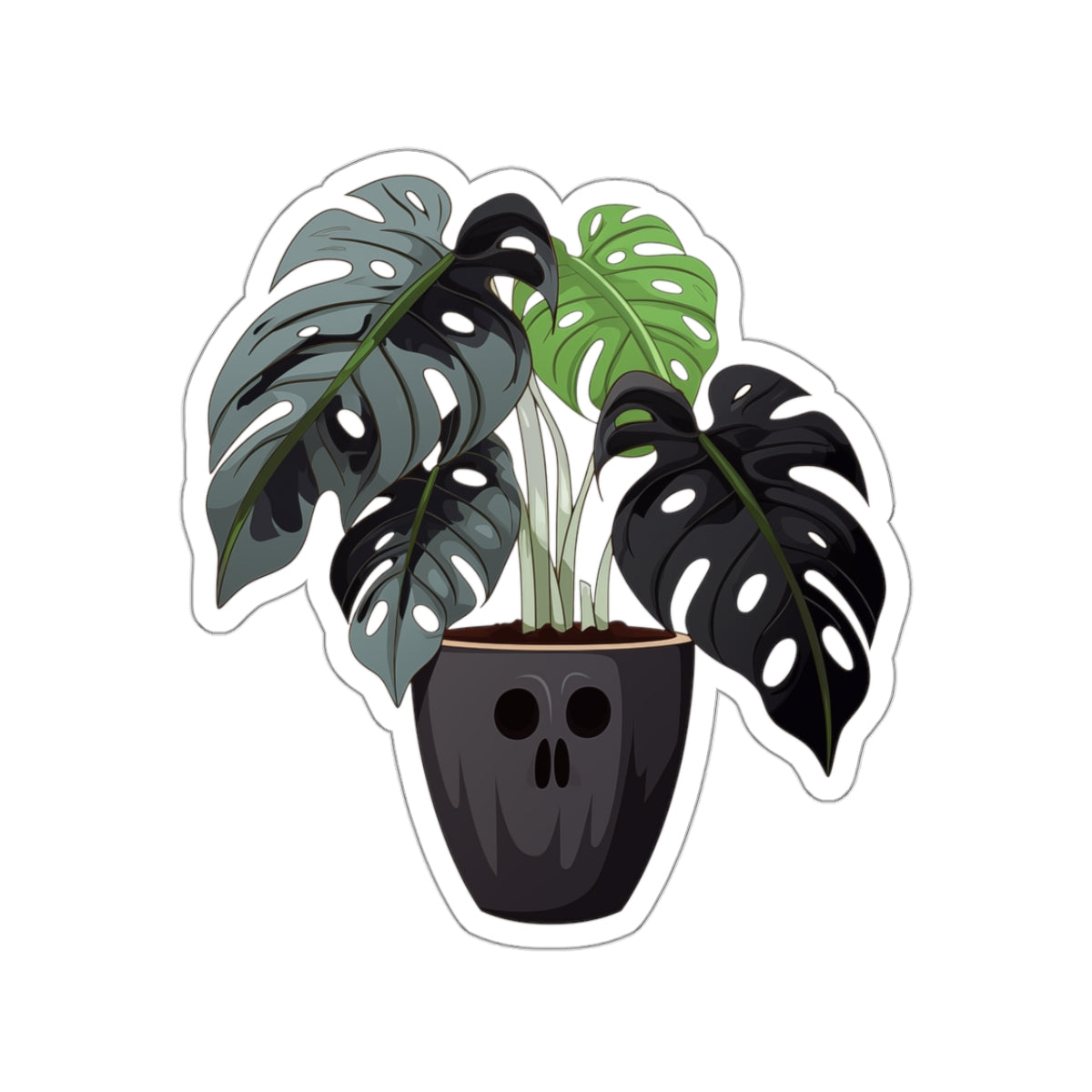 Ghoulish Ghost Monstera Sticker