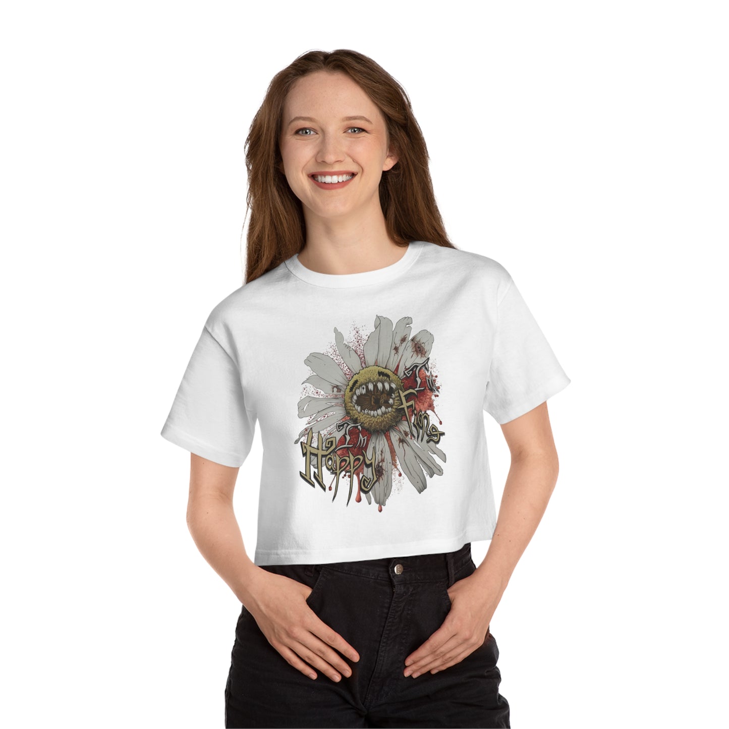 Happy & Fine, Diseased Daisy - Champion Cropped T-Shirt