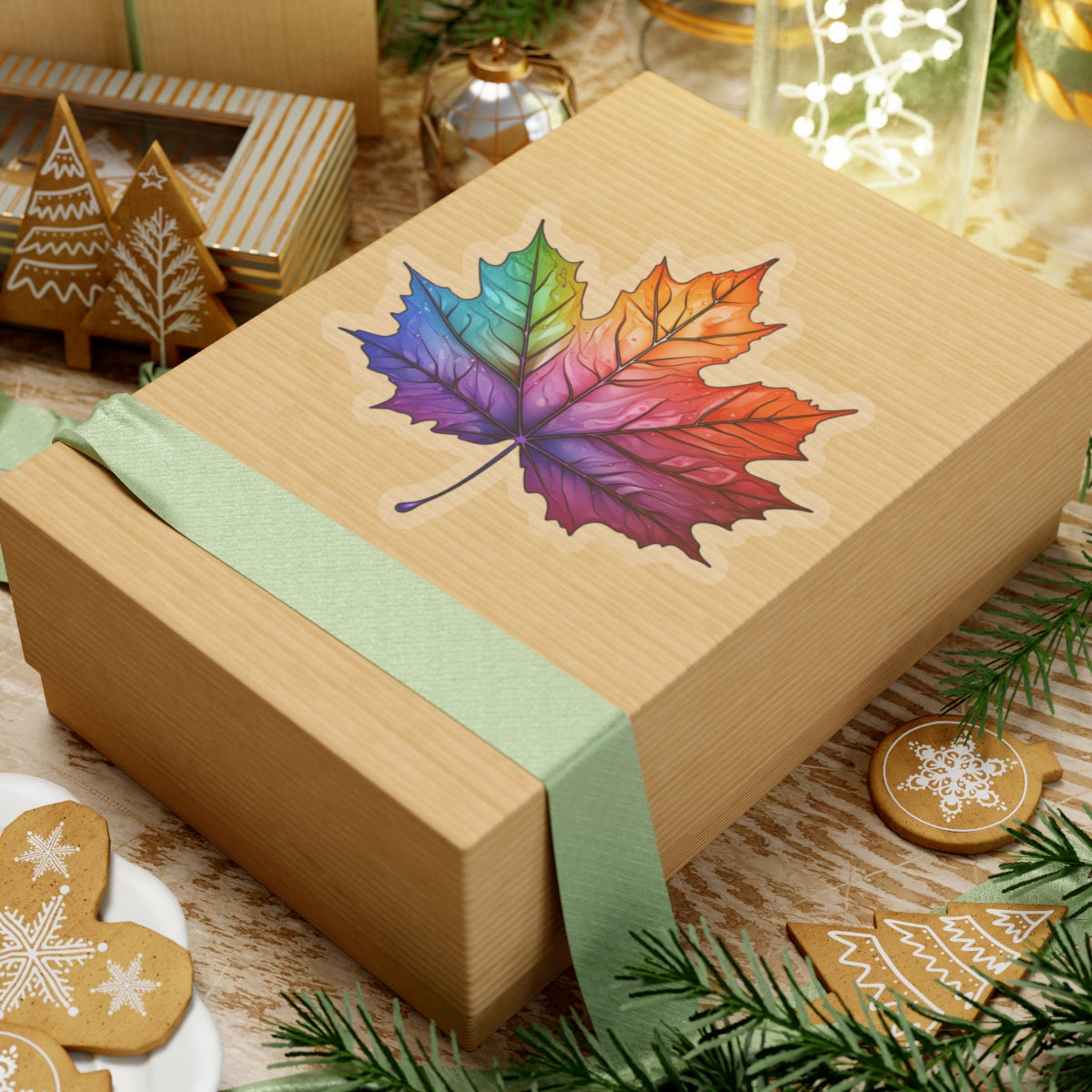 Rainbow Maple Leaf Sticker