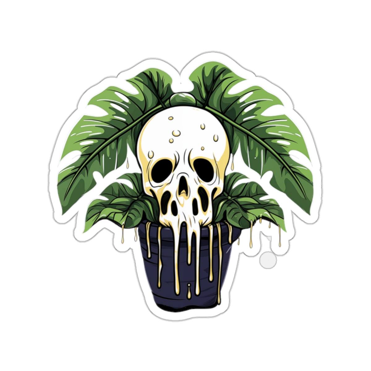 Ghostly Monstera Skull Vinyl Sticker