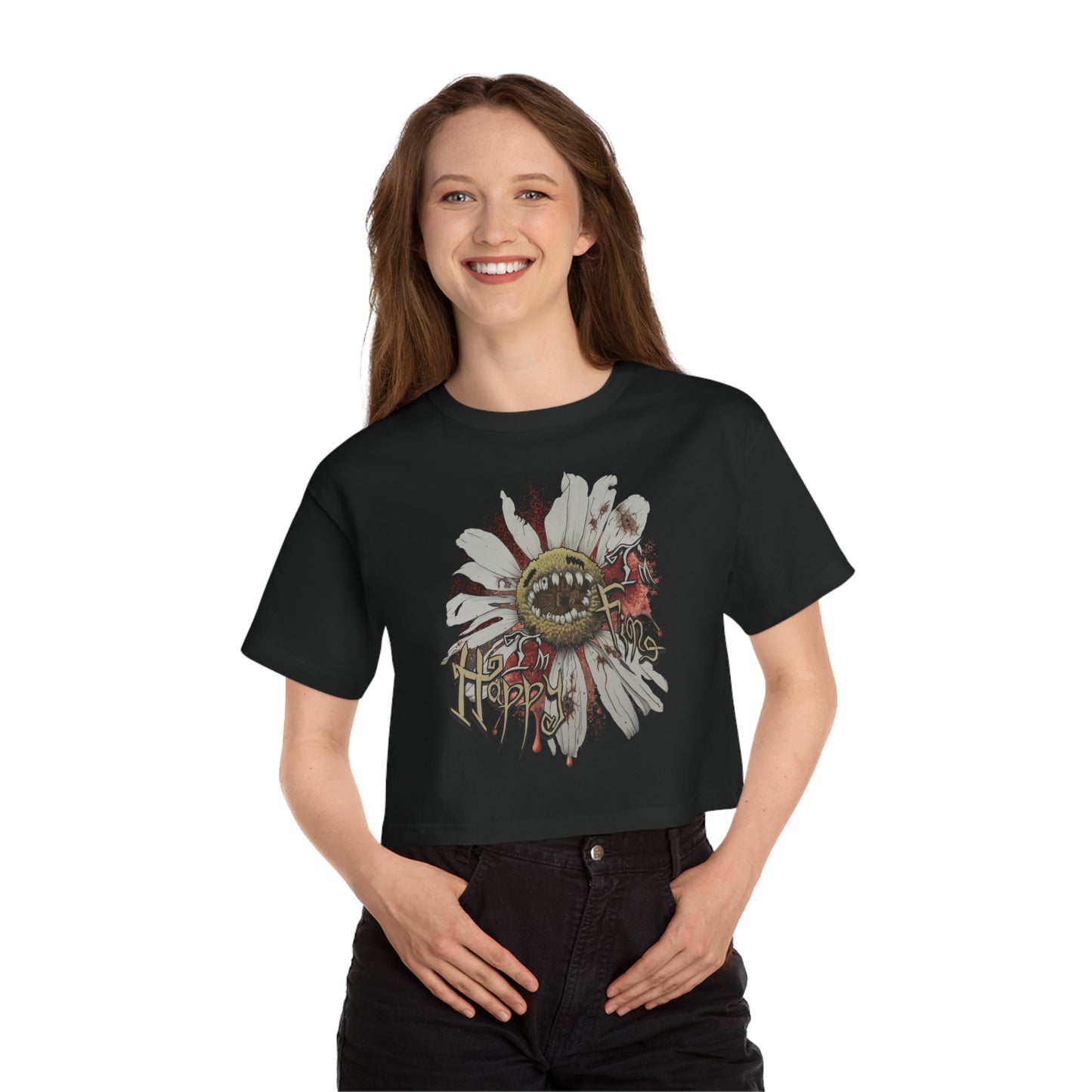 Happy & Fine, Diseased Daisy - Champion Cropped T-Shirt