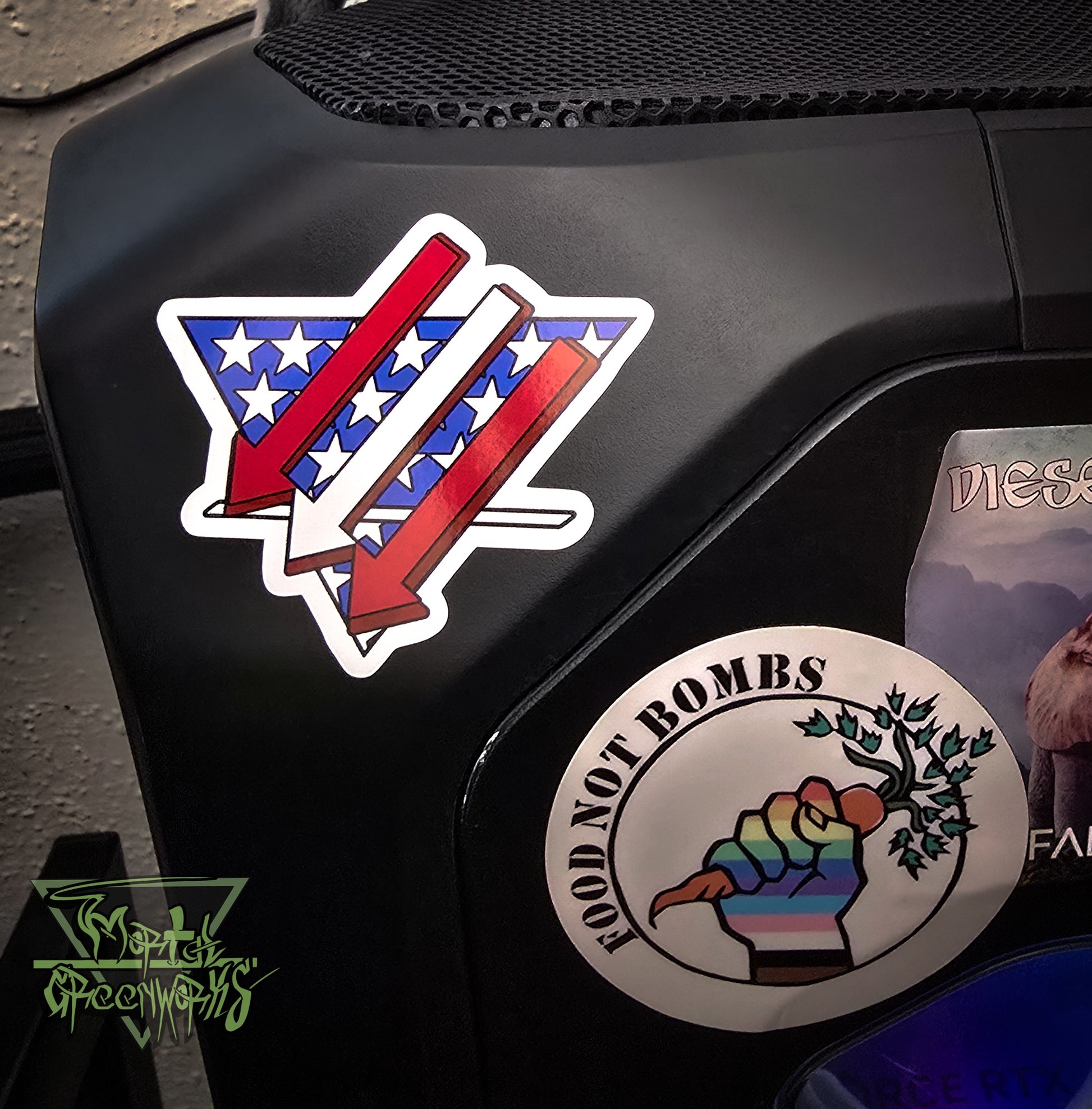 3x3 American Flag Climate front sticker on a gaming pc