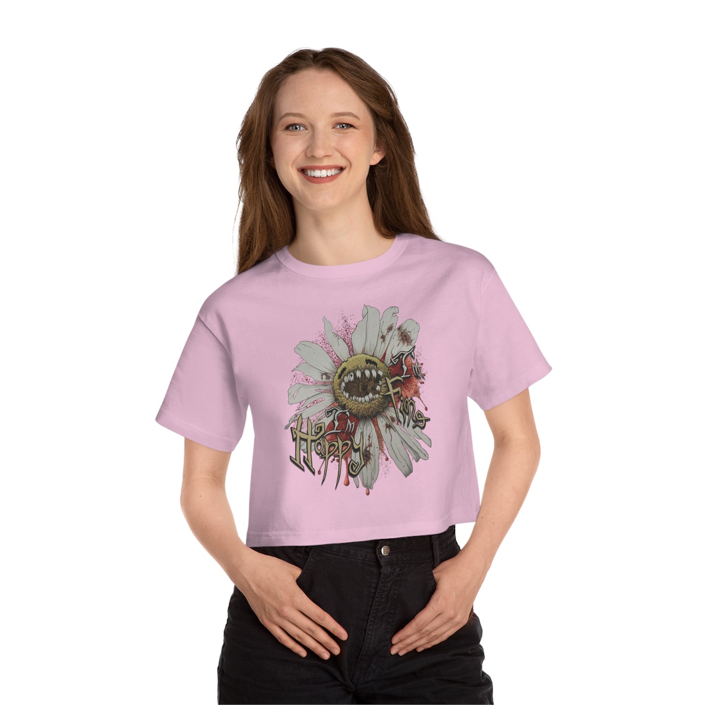 Happy & Fine, Diseased Daisy - Champion Cropped T-Shirt