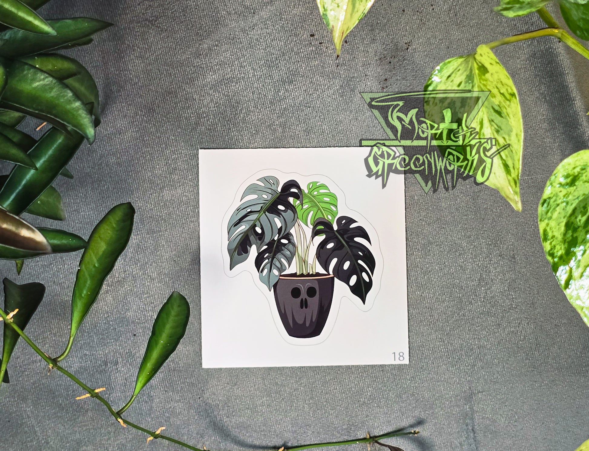 Ghoulish Black Pot and the Monstera, Cut to Shape Sticker – Mortal  Greenworks