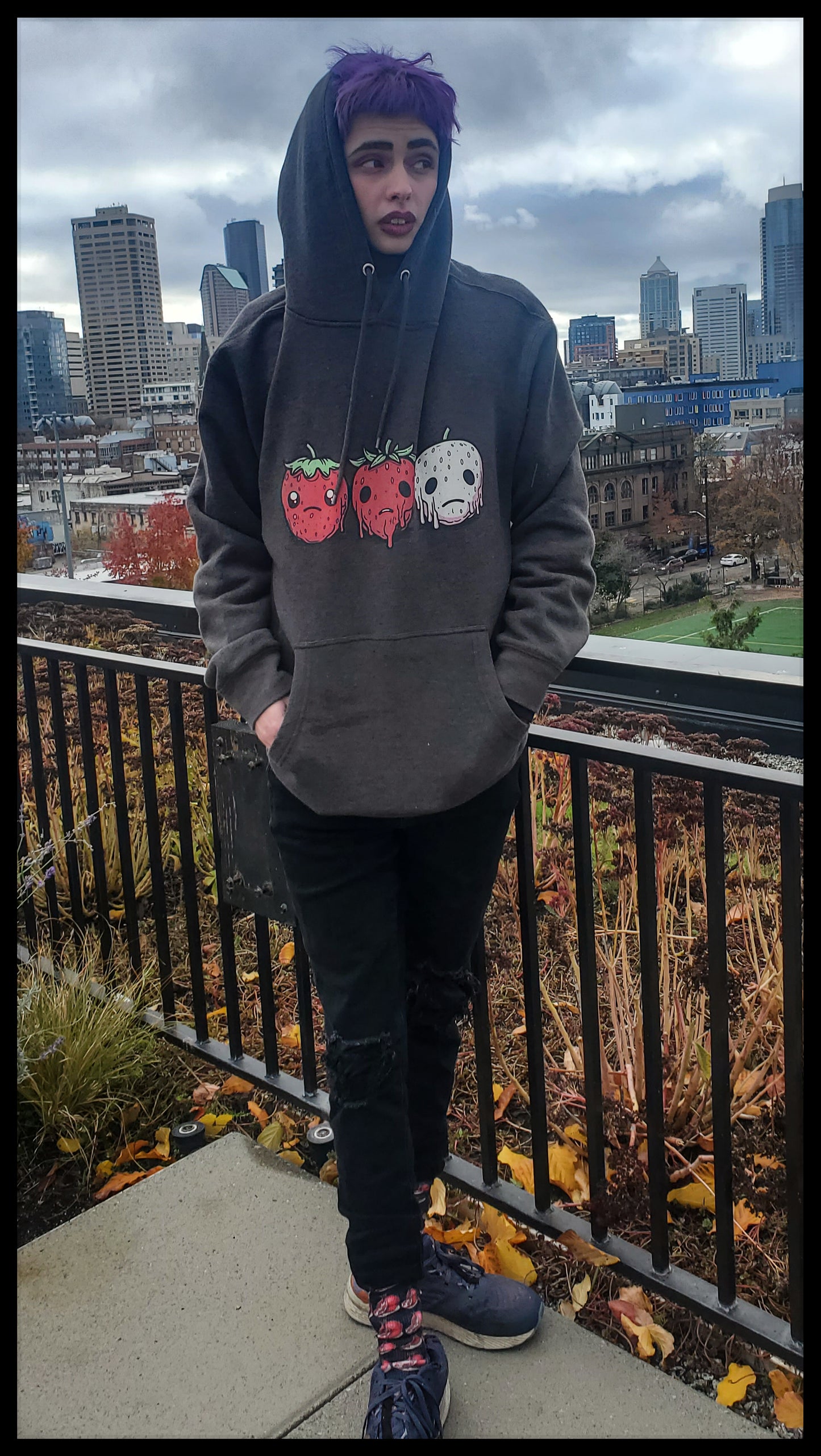 Zombie Strawberry Pullover Hoodie