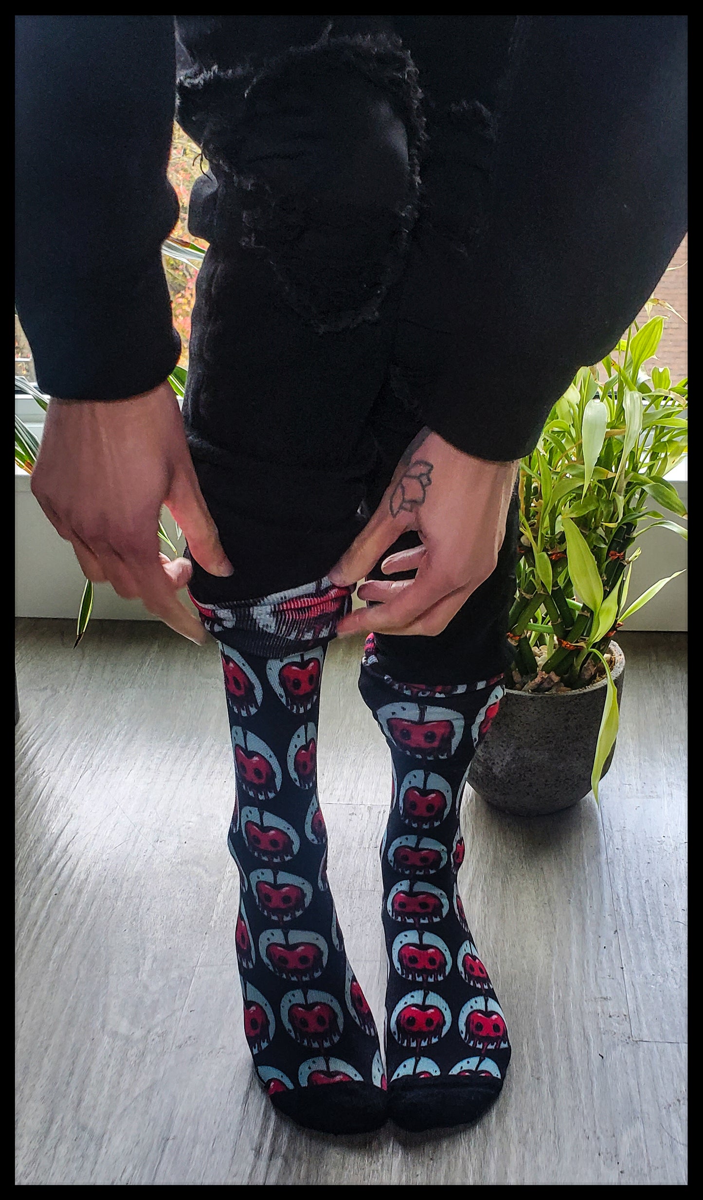 Creepy, Cute Cheerful Cherry Cushioned socks for Men and Women