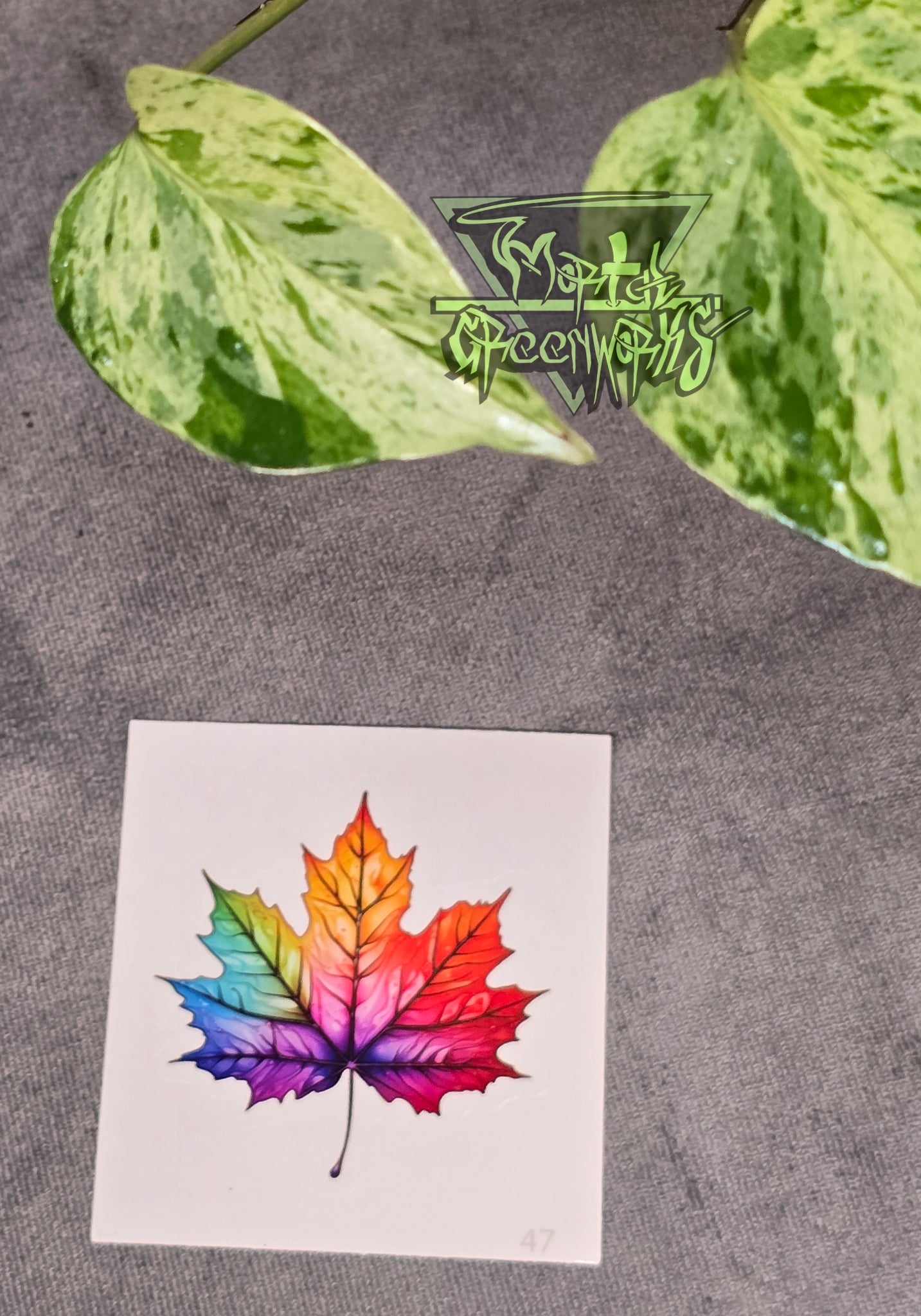 Vibrant Rainbow Maple Leaf Sticker Cut to Shape