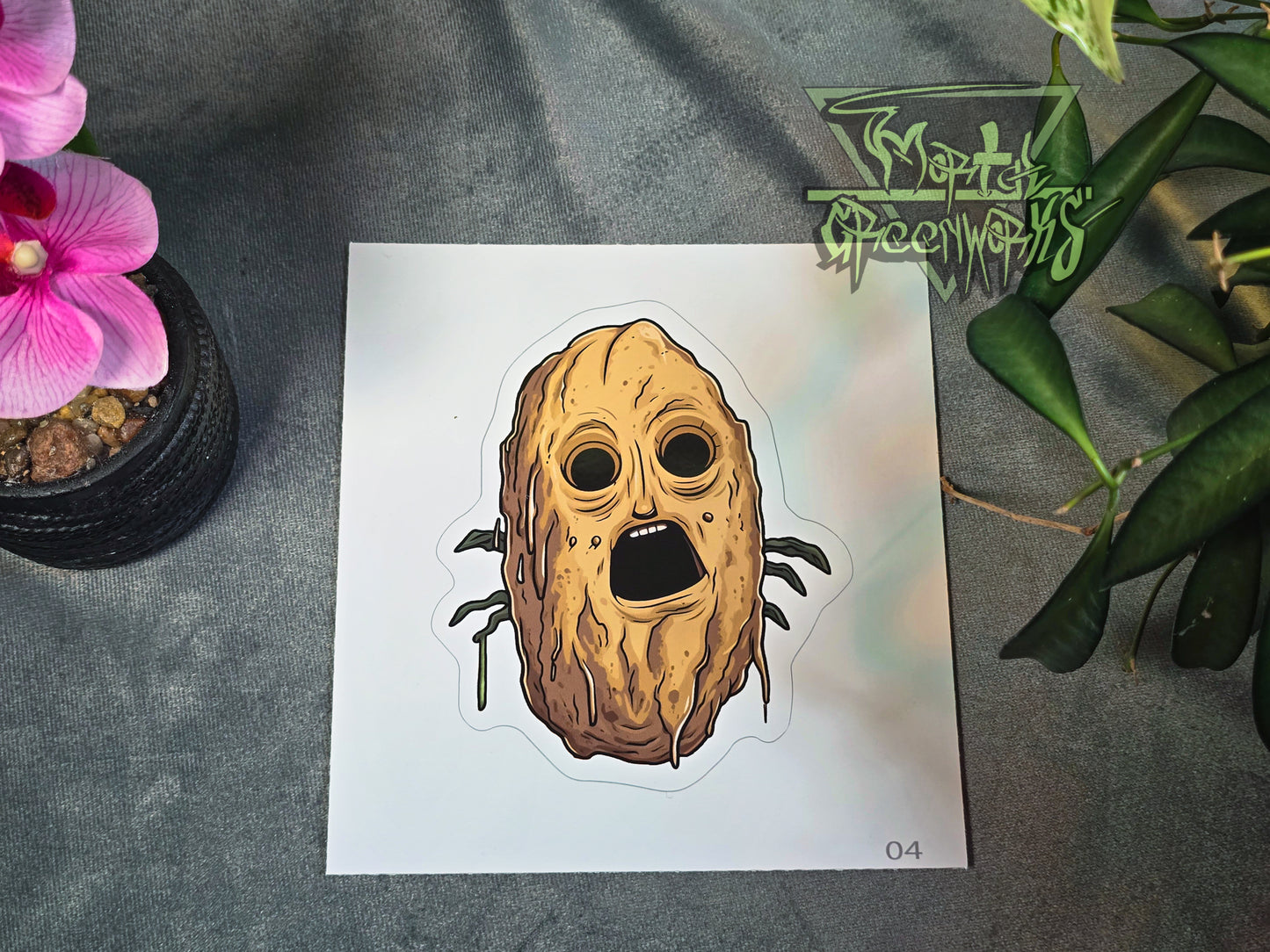Funny Soulless Horror Potato, Cut to Shape Sticker
