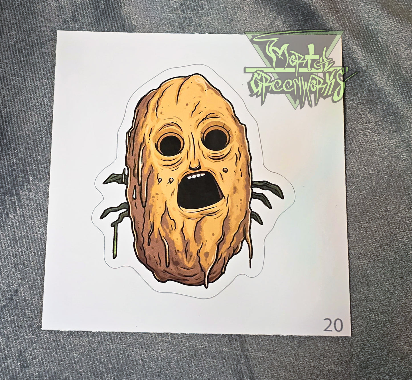 Funny Soulless Horror Potato, Cut to Shape Sticker
