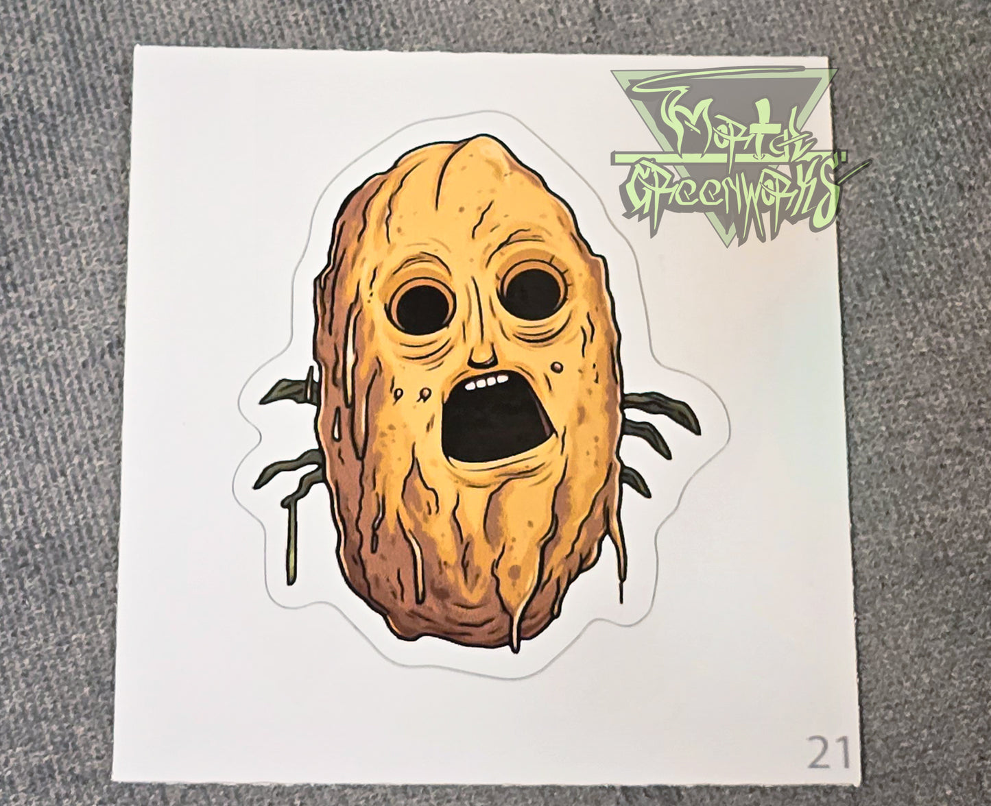 Funny Soulless Horror Potato, Cut to Shape Sticker