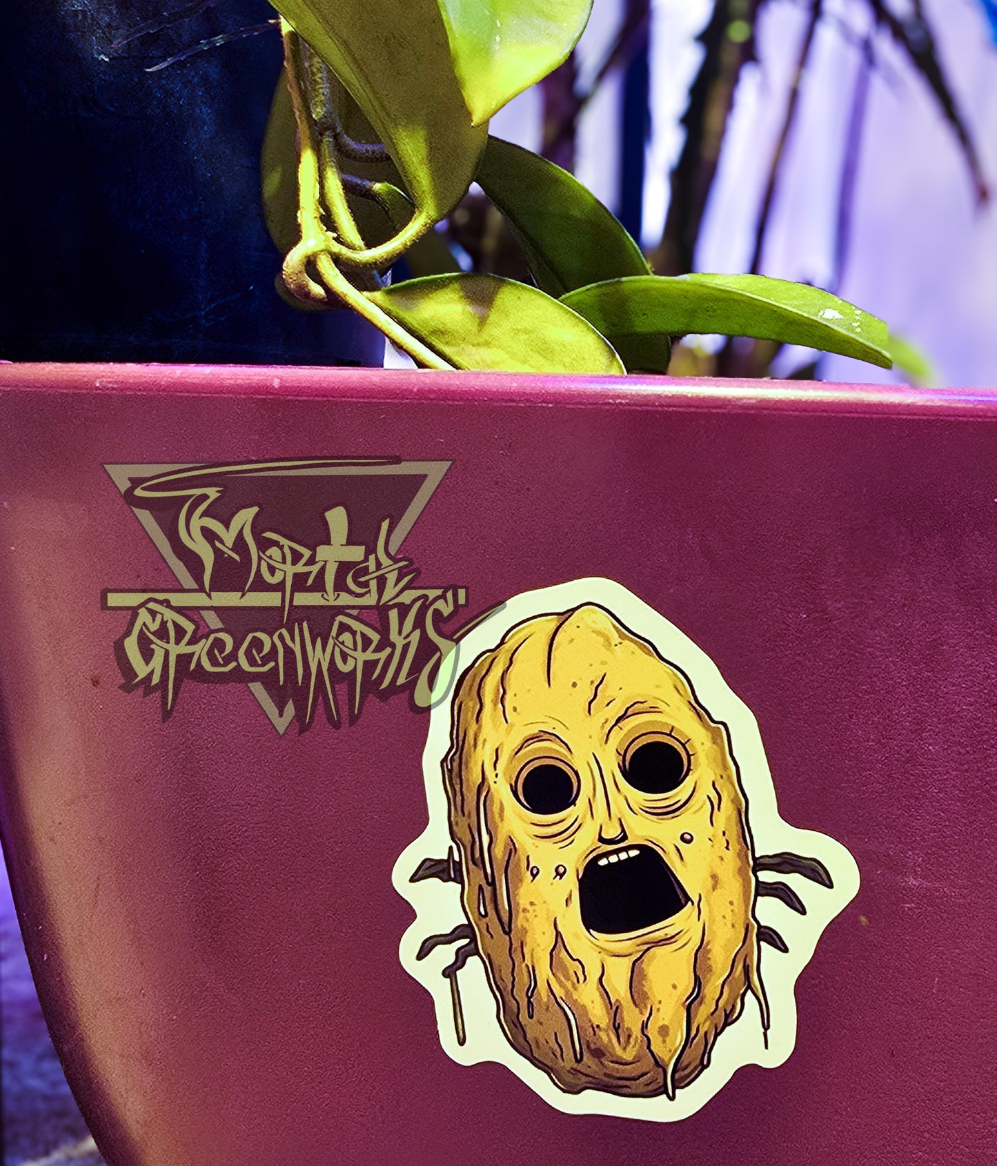 Funny Soulless Horror Potato, Cut to Shape Sticker