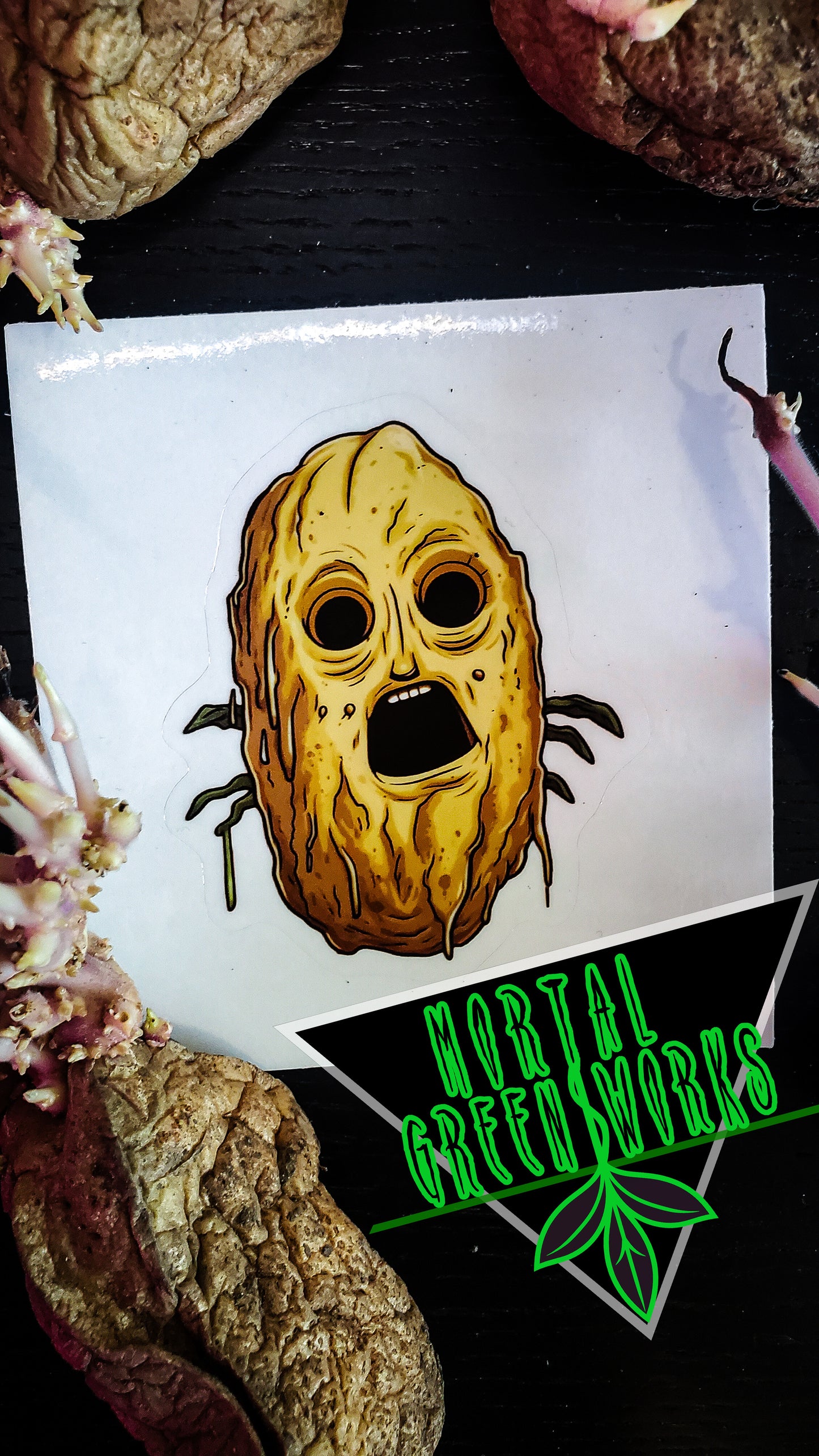 Funny Soulless Horror Potato, Cut to Shape Sticker